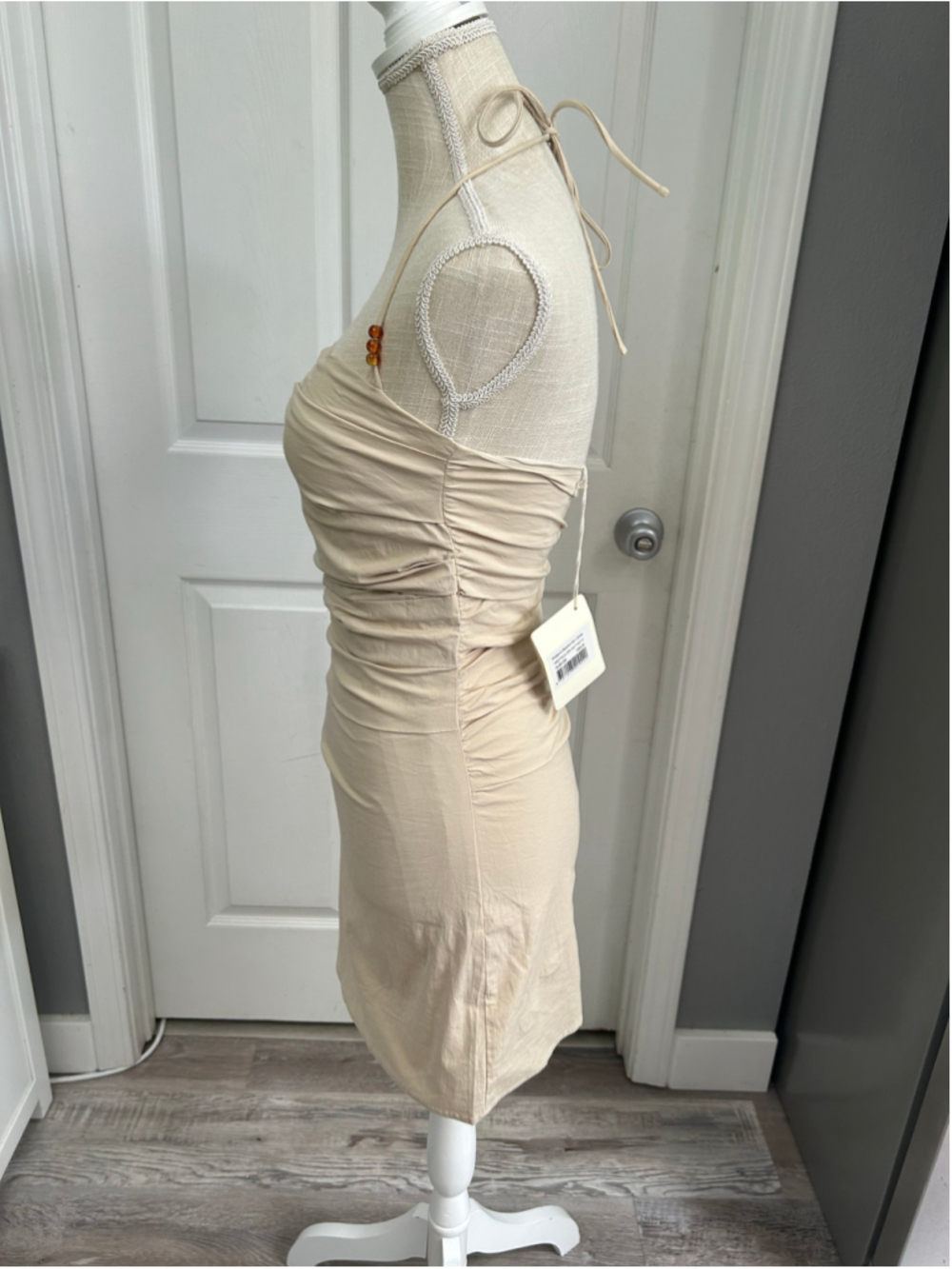 Peppermayo NWT tan Rockpool beaded mini dress Sz 4 - Picture 4 of 9